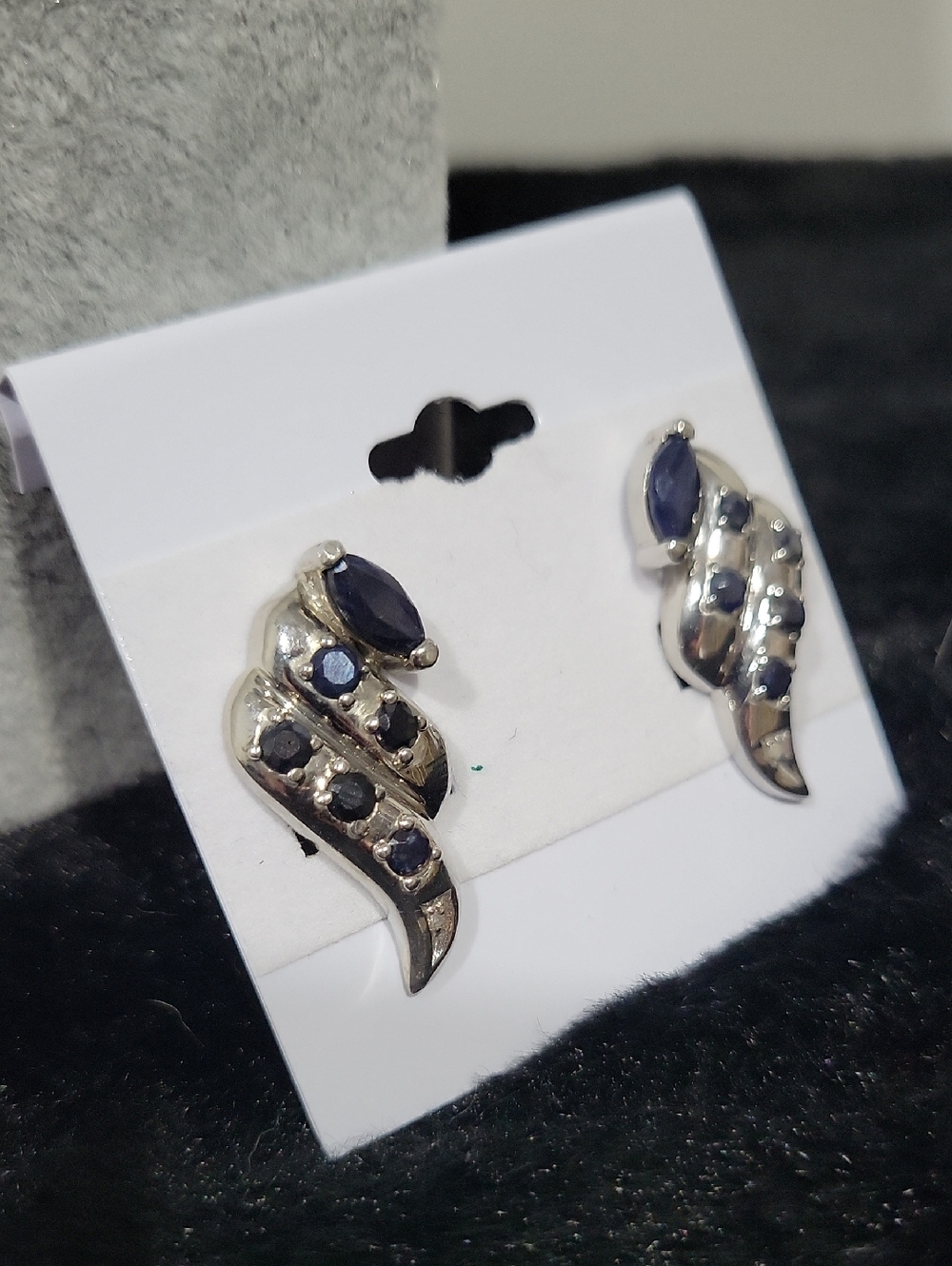 925 Silver And Sapphire Earrings - Picture 3 of 12